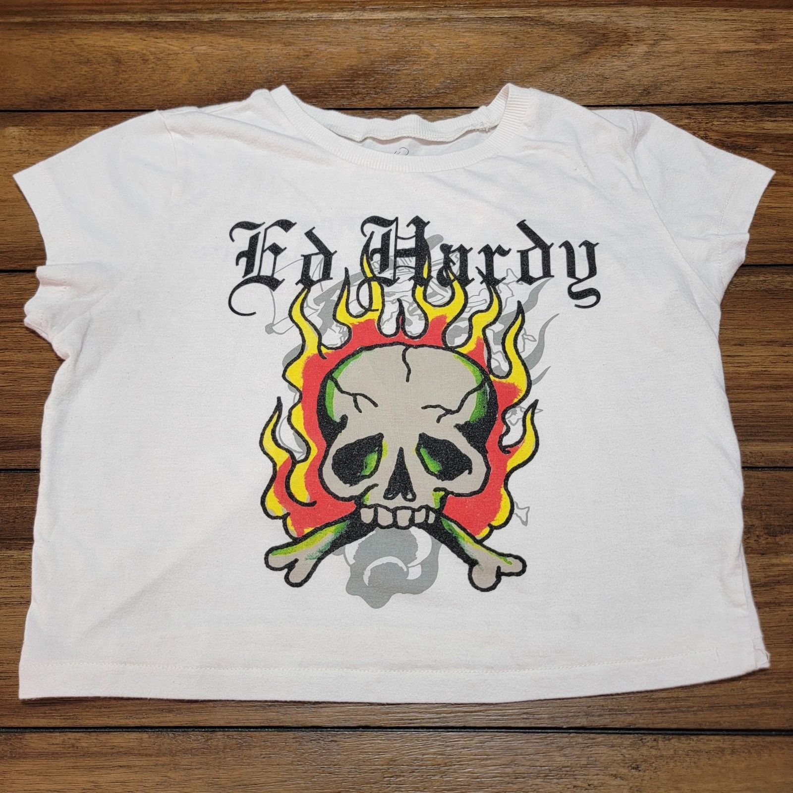 Ed Hardy Ss White Crop Junior Tee Ed Hardy TattoosJunior Large Or Adult Small